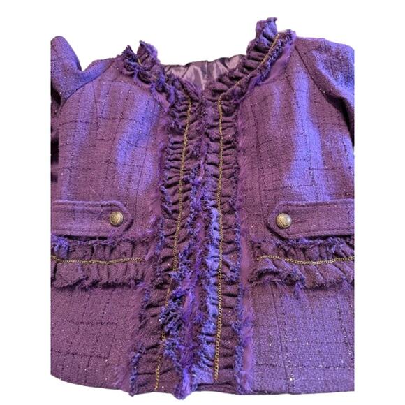 Personal Privilege Ruffled V-Neck Purple Jacket (size M) - Picture 5 of 7